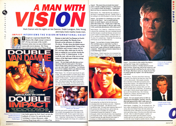 Mark Damon in Impact magazine 1994